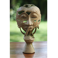 Wooden Mask Carving, Handmade From Waru Wood