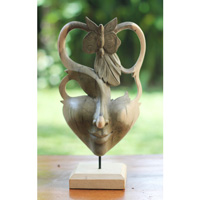 Wooden Mask Carving, Handmade From Waru Wood