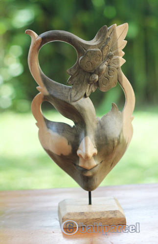Wooden Mask Carving, Handmade From Waru Wood