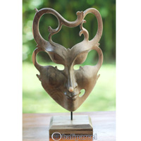 Wooden Mask Carving, Handmade From Waru Wood