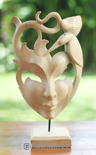 Wooden Mask Carving, Handmade From Waru Wood