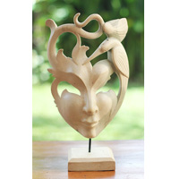 Wooden Mask Carving, Handmade From Waru Wood