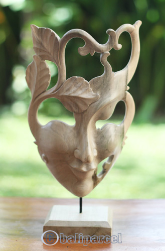 Wooden Mask Carving, Handmade From Waru Wood