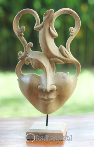 Wooden Mask Carving, Handmade From Waru Wood