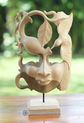 Wooden Mask Carving, Handmade From Waru Wood