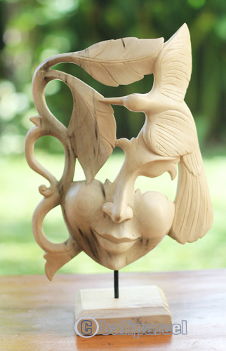 Wooden Mask Carving, Handmade From Waru Wood