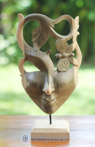Wooden Mask Carving, Handmade From Waru Wood