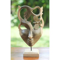 Wooden Mask Carving, Handmade From Waru Wood