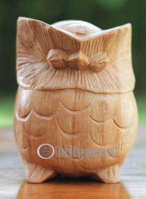 Wooden Owl, Handmade From Hibiscus Wood