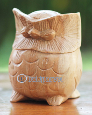 Wooden Owl, Handmade From Hibiscus Wood