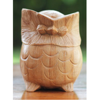 Wooden Owl, Handmade From Hibiscus Wood