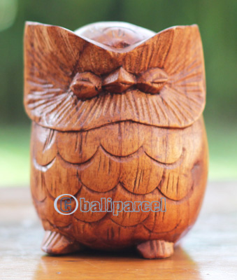 Wooden Owl, Handmade From Hibiscus Wood