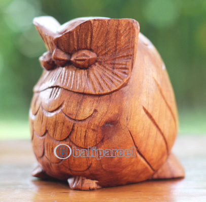 Wooden Owl, Handmade From Hibiscus Wood