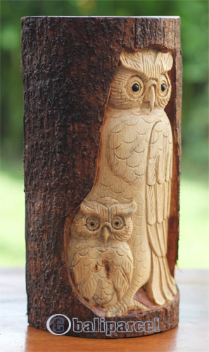 Wooden Owl, Handmade From Hibiscus Wood