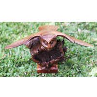 Wooden Owl, Handmade From Waru Wood