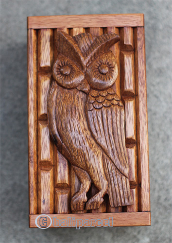 Wooden Owl Box, Handmade From Suar Wood