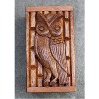 Wooden Owl Box, Handmade From Suar Wood