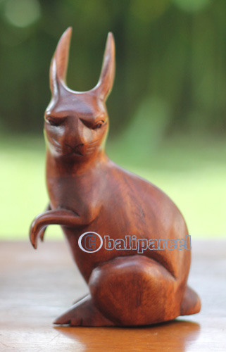Wooden Rabbit, Handmade From Suar Wood