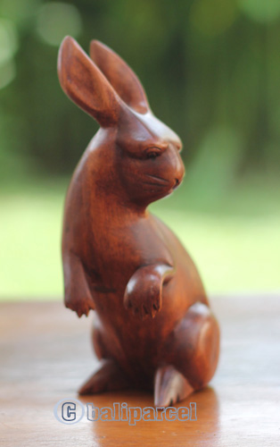 Wooden Rabbit, Handmade From Suar Wood
