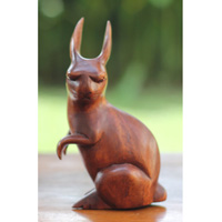 Wooden Rabbit, Handmade From Suar Wood
