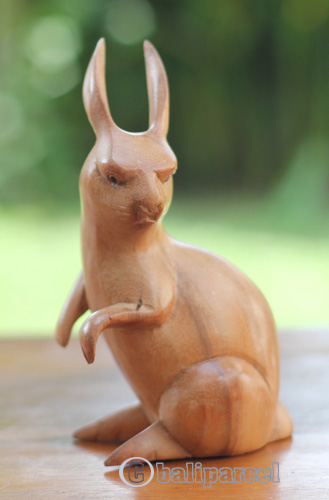 Wooden Rabbit, Handmade From Suar Wood