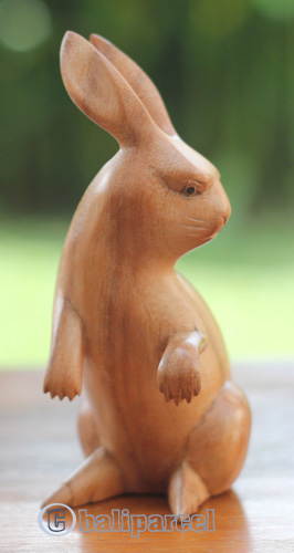 Wooden Rabbit, Handmade From Suar Wood