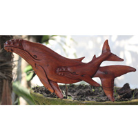 Wooden Wallhanging Whale, Handmade From Wood