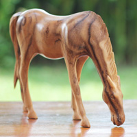 Wooden Horse, Handmade From Suar Wood