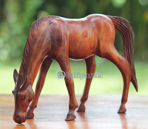 Wooden Horse, Handmade From Suar Wood