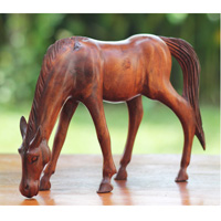 Wooden Horse, Handmade From Suar Wood