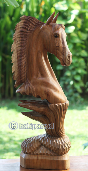 Wooden Horse, Handmade From Suar Wood