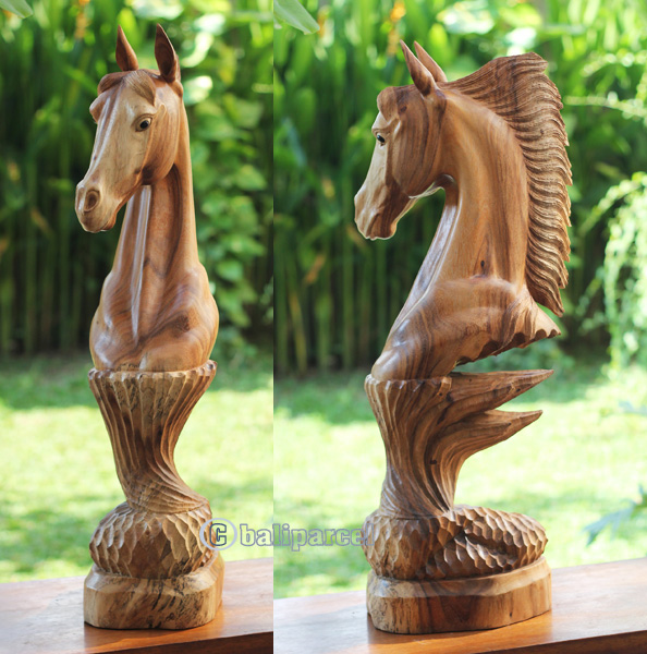 Wooden Horse, Handmade From Suar Wood