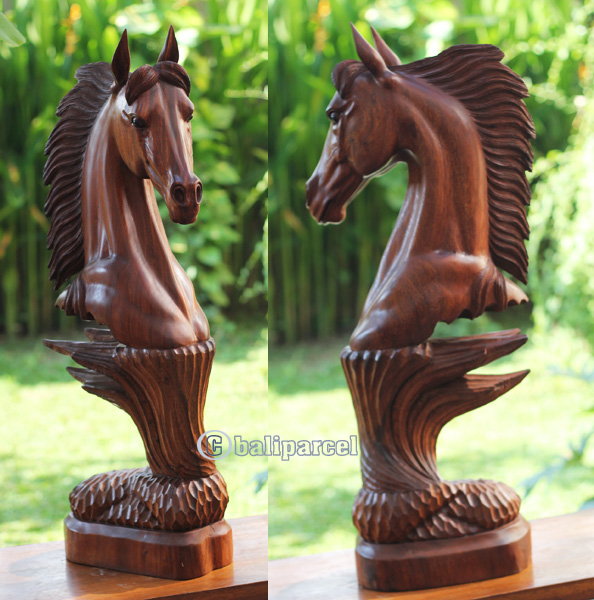 Wooden Horse, Handmade From Suar Wood