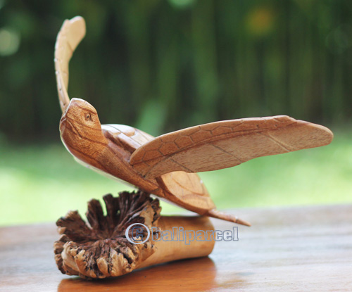 Wooden Turtle With Parasite, Handmade From Hibiscus Wood