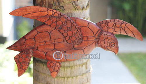 Wooden Wallhanging Turtle, Handmade From Suar Wood