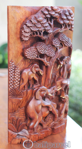 Wooden Wallhanging Elephant, Handmade From Suar Wood
