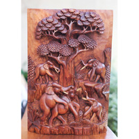 Wooden Wallhanging Elephant, Handmade From Suar Wood