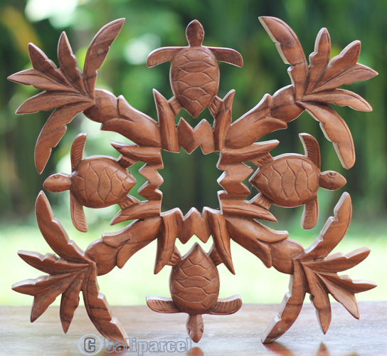 Wooden Wallhanging Turtle, Handmade From Suar Wood