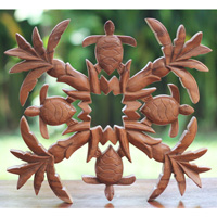 Wooden Wallhanging Turtle, Handmade From Suar Wood