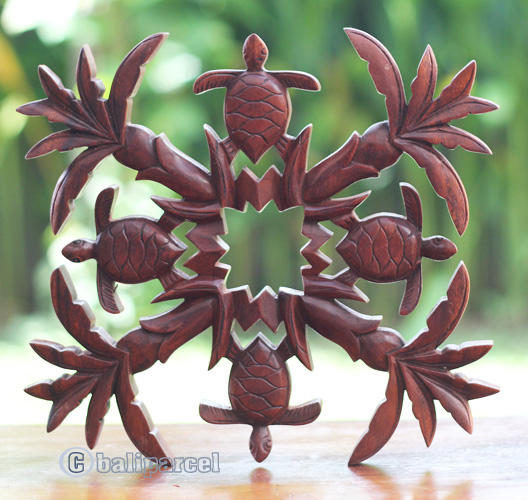 Wooden Wallhanging Turtle, Handmade From Suar Wood
