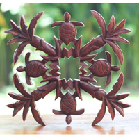 Wooden Wallhanging Turtle, Handmade From Suar Wood