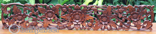 Wooden Wallhangin Flower, Handmade From Suar Wood