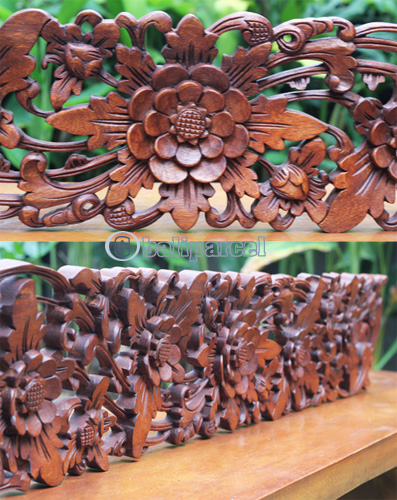 Wooden Wallhangin Flower, Handmade From Suar Wood