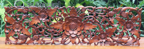 Wooden Wallhanging Flower, Handmade From Suar Wood