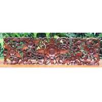 Wooden Wallhanging Flower, Handmade From Suar Wood