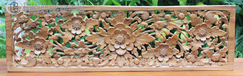 Wooden Wallhanging Flower, Handmade From Suar Wood