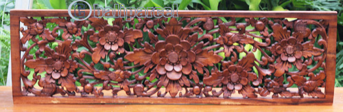 Wooden Wallhanging Flower, Handmade From Suar Wood