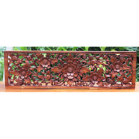 Wooden Wallhanging Flower, Handmade From Suar Wood