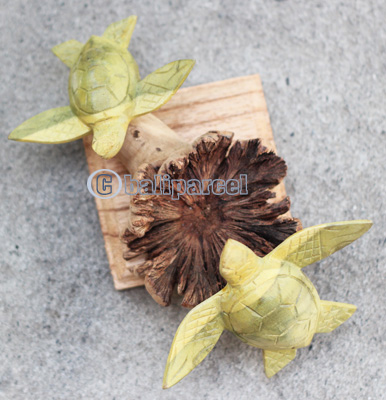 Wooden 2 Turtle With Parasite Wood