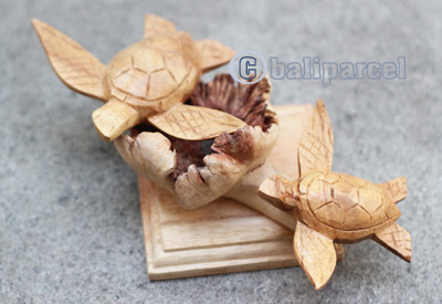 Wooden 2 Turtle With Parasite Wood